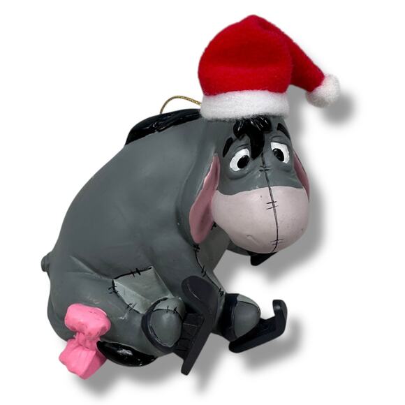 Vintage Disney Eeyore Winnie The Pooh Christmas Ornament Santa Hat Skates 90s - Picture 1 of 8
